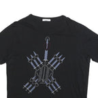 VALENTINO Mens Black Graphic T-Shirt L Short Sleeve Crew Neck Designer Cotton