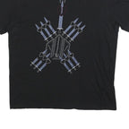 VALENTINO Mens Black Graphic T-Shirt L Short Sleeve Crew Neck Designer Cotton