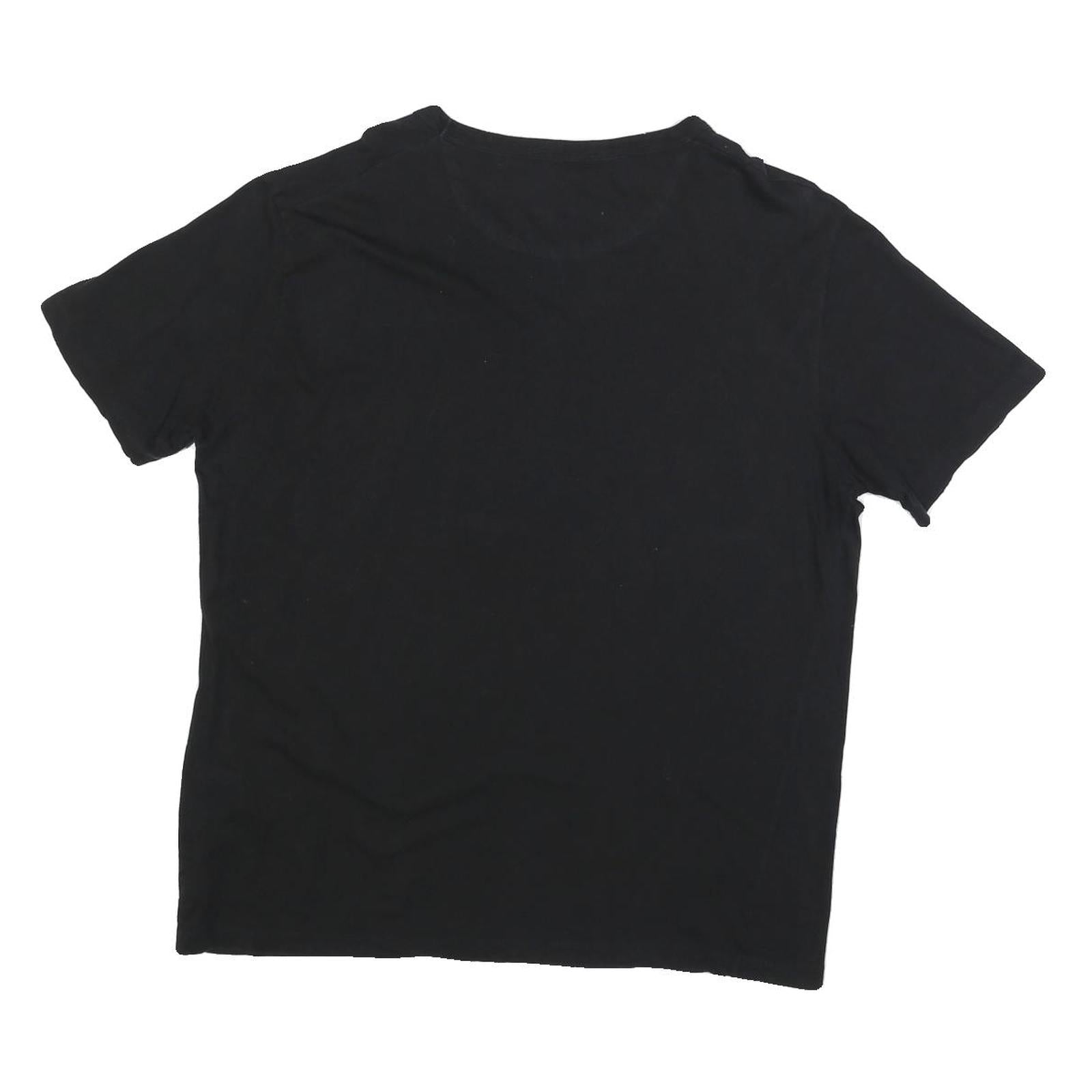 VALENTINO Mens Black Graphic T-Shirt L Short Sleeve Crew Neck Designer Cotton