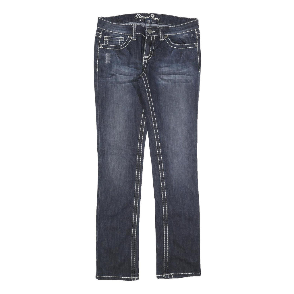 REQUEST Womens Slim Fit Blue Denim Cotton Blend Jeans W32 L32 Stylish Contrast