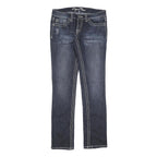 REQUEST Womens Slim Fit Blue Denim Cotton Blend Jeans W32 L32 Stylish Contrast