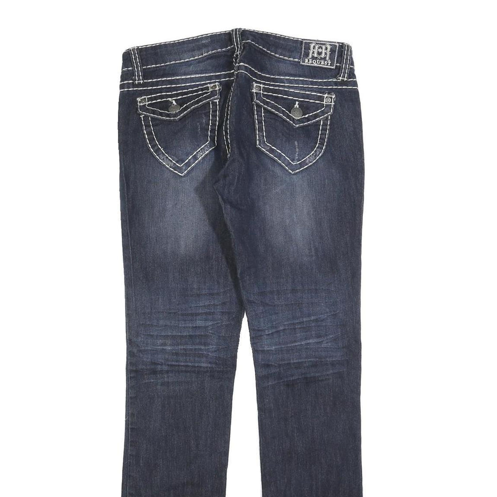 REQUEST Womens Slim Fit Blue Denim Cotton Blend Jeans W32 L32 Stylish Contrast