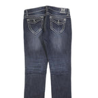 REQUEST Womens Slim Fit Blue Denim Cotton Blend Jeans W32 L32 Stylish Contrast