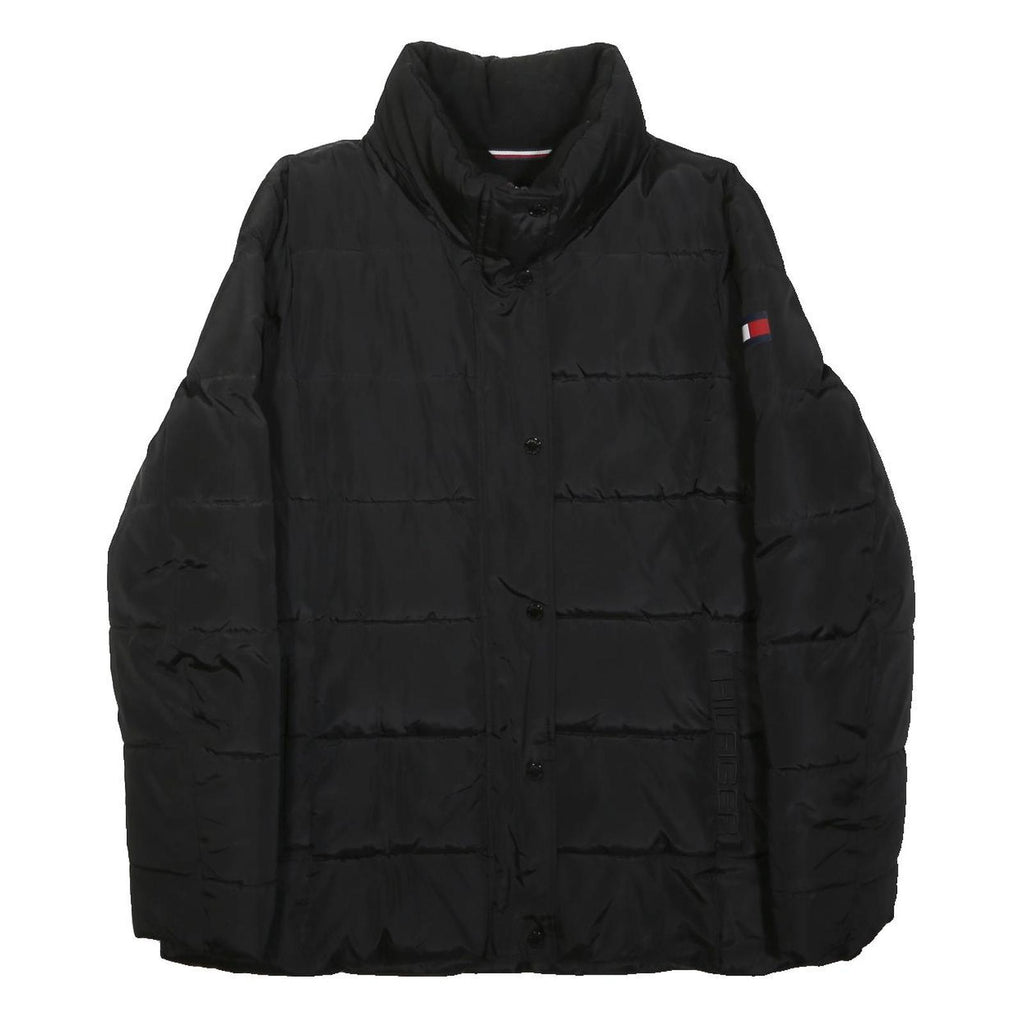TOMMY HILFIGER Womens Black Jacket L Polyester Plain Zip Puffa Winter Warm