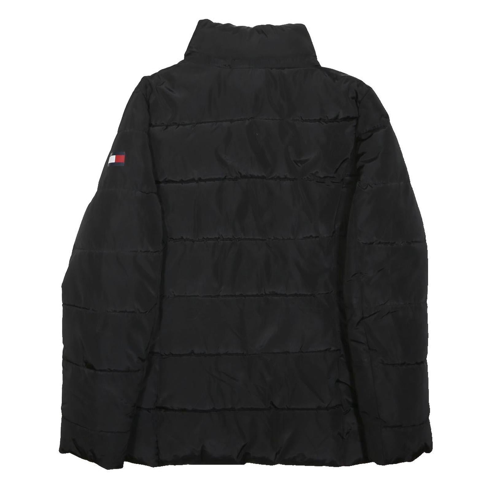 TOMMY HILFIGER Womens Black Jacket L Polyester Plain Zip Puffa Winter Warm