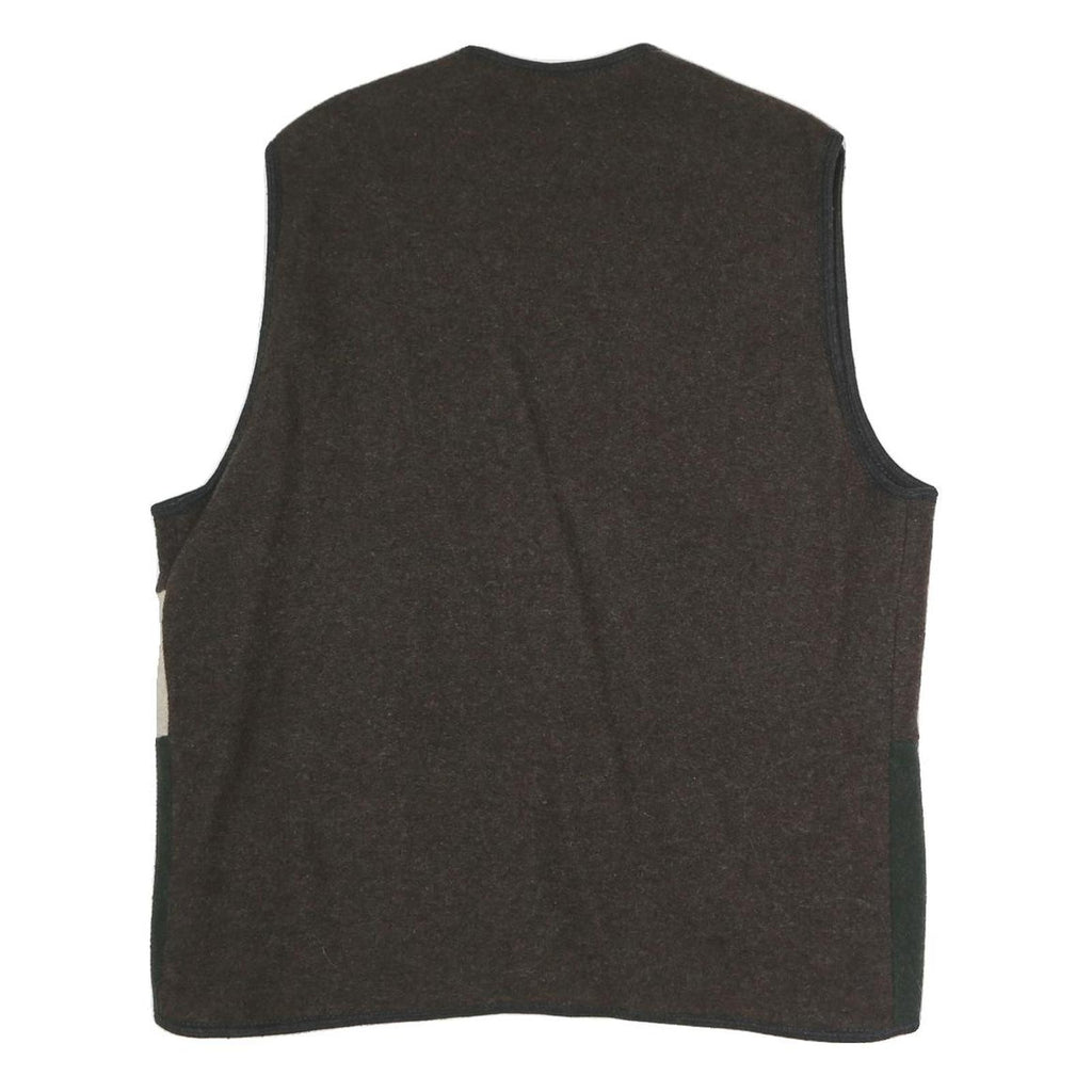 Mens Brown Green & Cream Button Jacket XL Polyester Blend Plain Embroidered