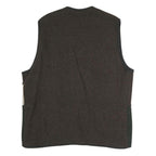 Mens Brown Green & Cream Button Jacket XL Polyester Blend Plain Embroidered