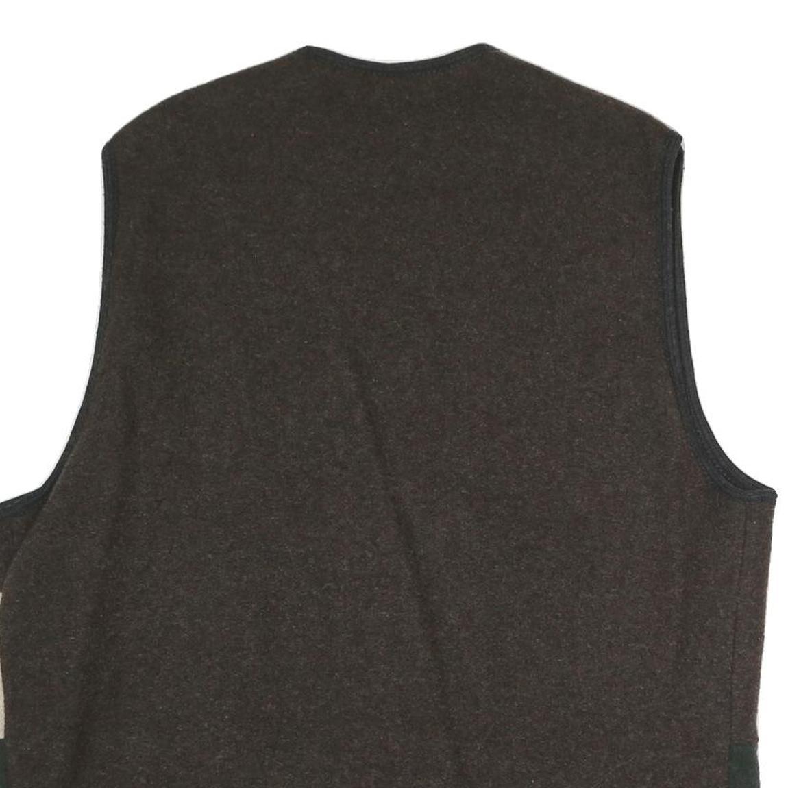 Mens Brown Green & Cream Button Jacket XL Polyester Blend Plain Embroidered