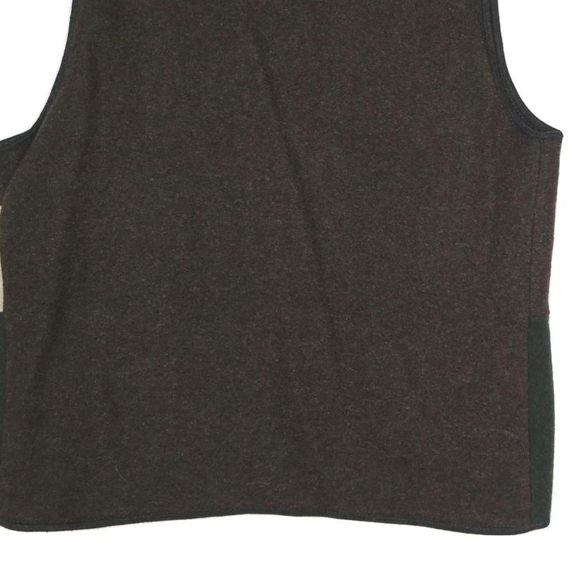 Mens Brown Green & Cream Button Jacket XL Polyester Blend Plain Embroidered