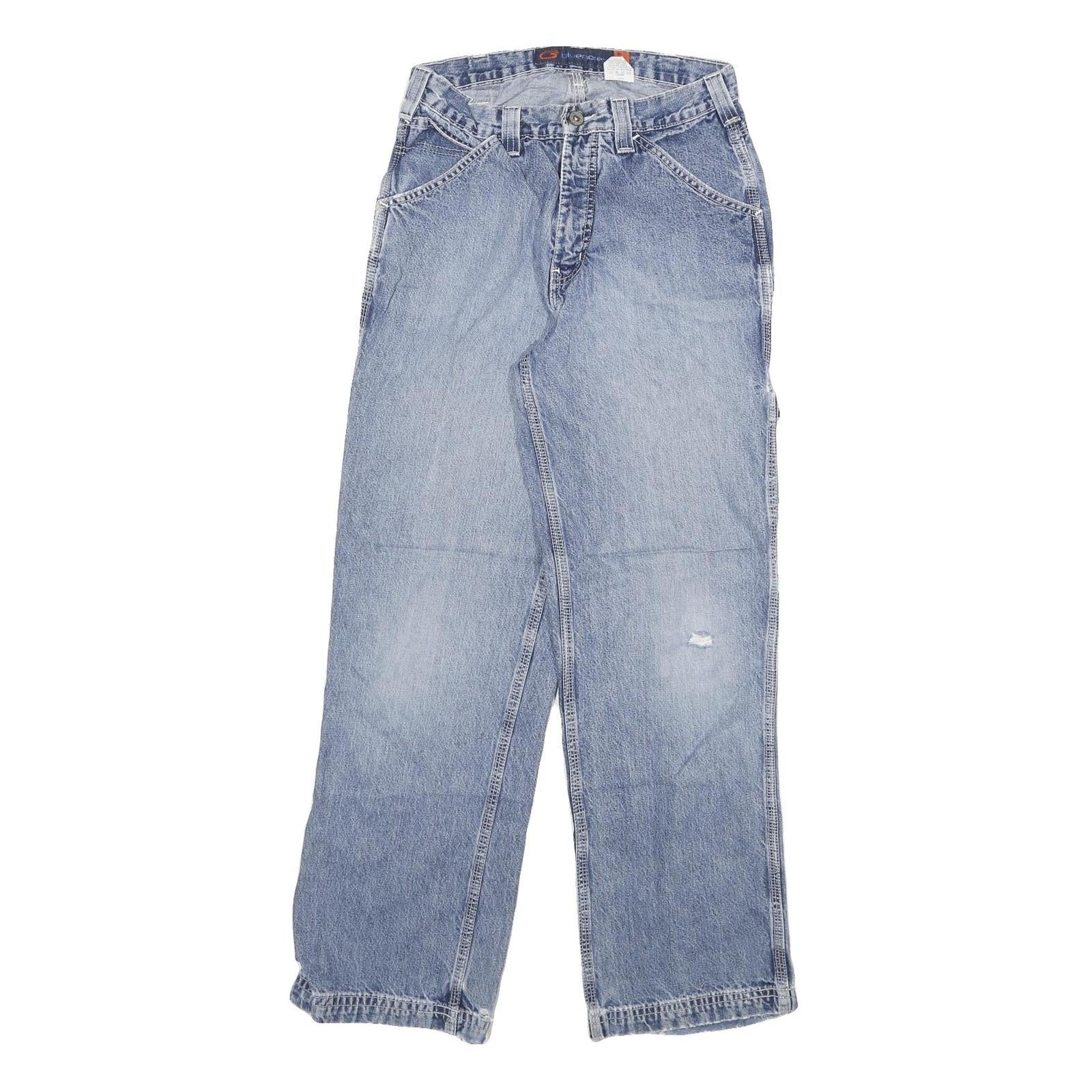 BLUENOTES Mens Jeans Blue Regular Straight Denim Light W26 L29 Casual Zip