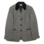 LUISA SPAGNOLI Womens Grey & Black Wool Blend Herringbone Jacket UK 18 Button