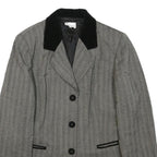 LUISA SPAGNOLI Womens Grey & Black Wool Blend Herringbone Jacket UK 18 Button
