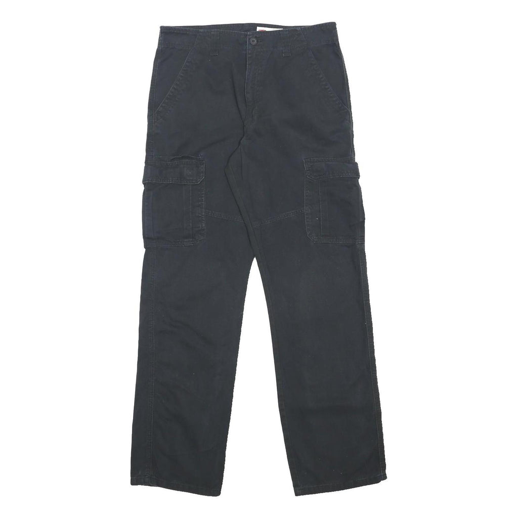 LEVI'S Mens Cotton Black Relaxed Straight Trousers W34 L34 Cargo Pocket Zip