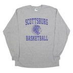 JERZEES Mens Grey Basketball Graphic T-Shirt XL Long Sleeve Crew Neck