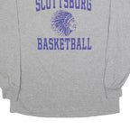 JERZEES Mens Grey Basketball Graphic T-Shirt XL Long Sleeve Crew Neck