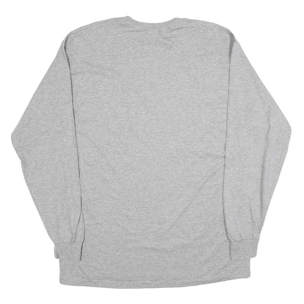 JERZEES Mens Grey Basketball Graphic T-Shirt XL Long Sleeve Crew Neck