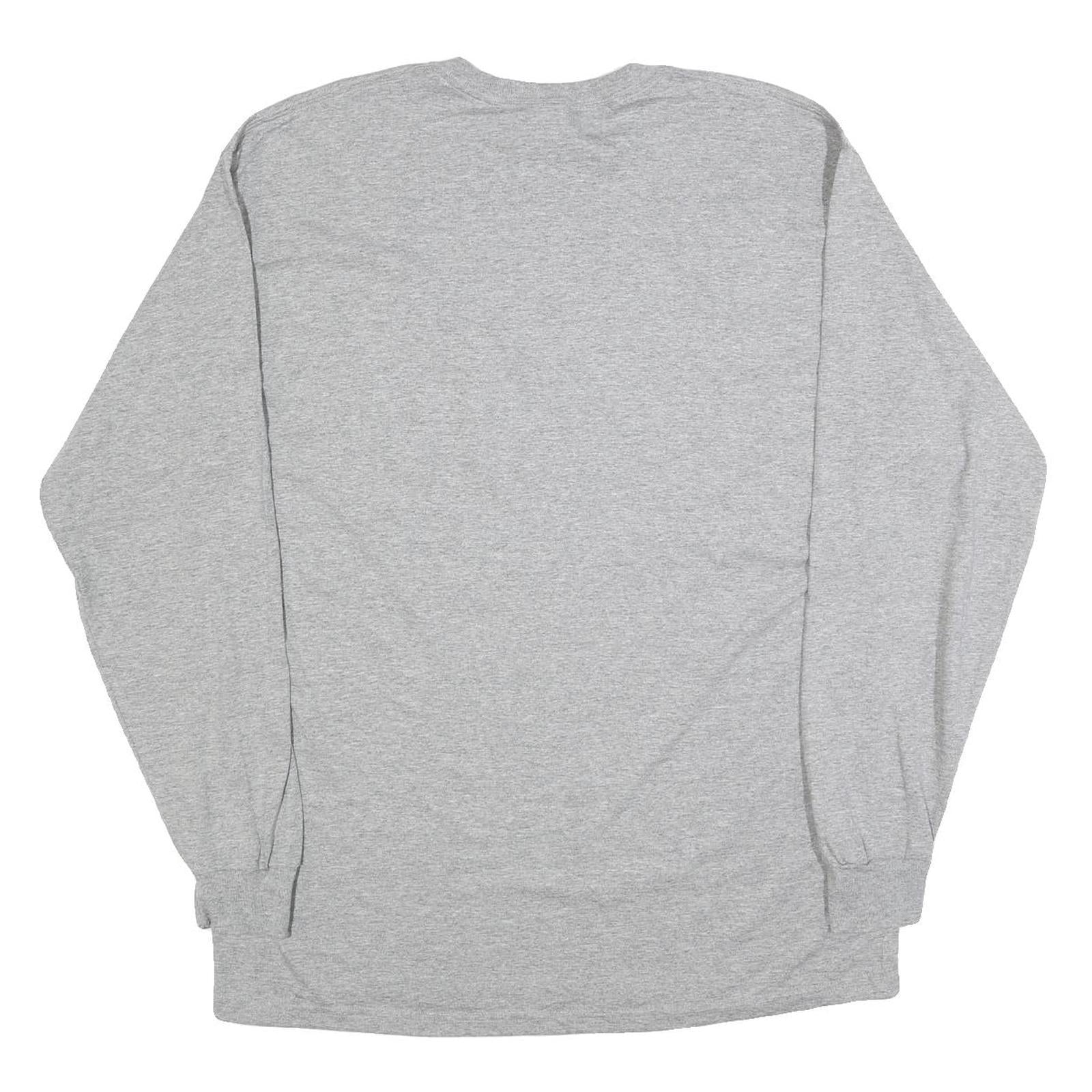 JERZEES Mens Grey Basketball Graphic T-Shirt XL Long Sleeve Crew Neck