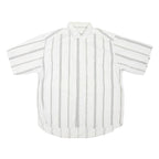 Mens White & Black Patterned Cotton Blend Shirt XL Casual Summer Short Sleeve