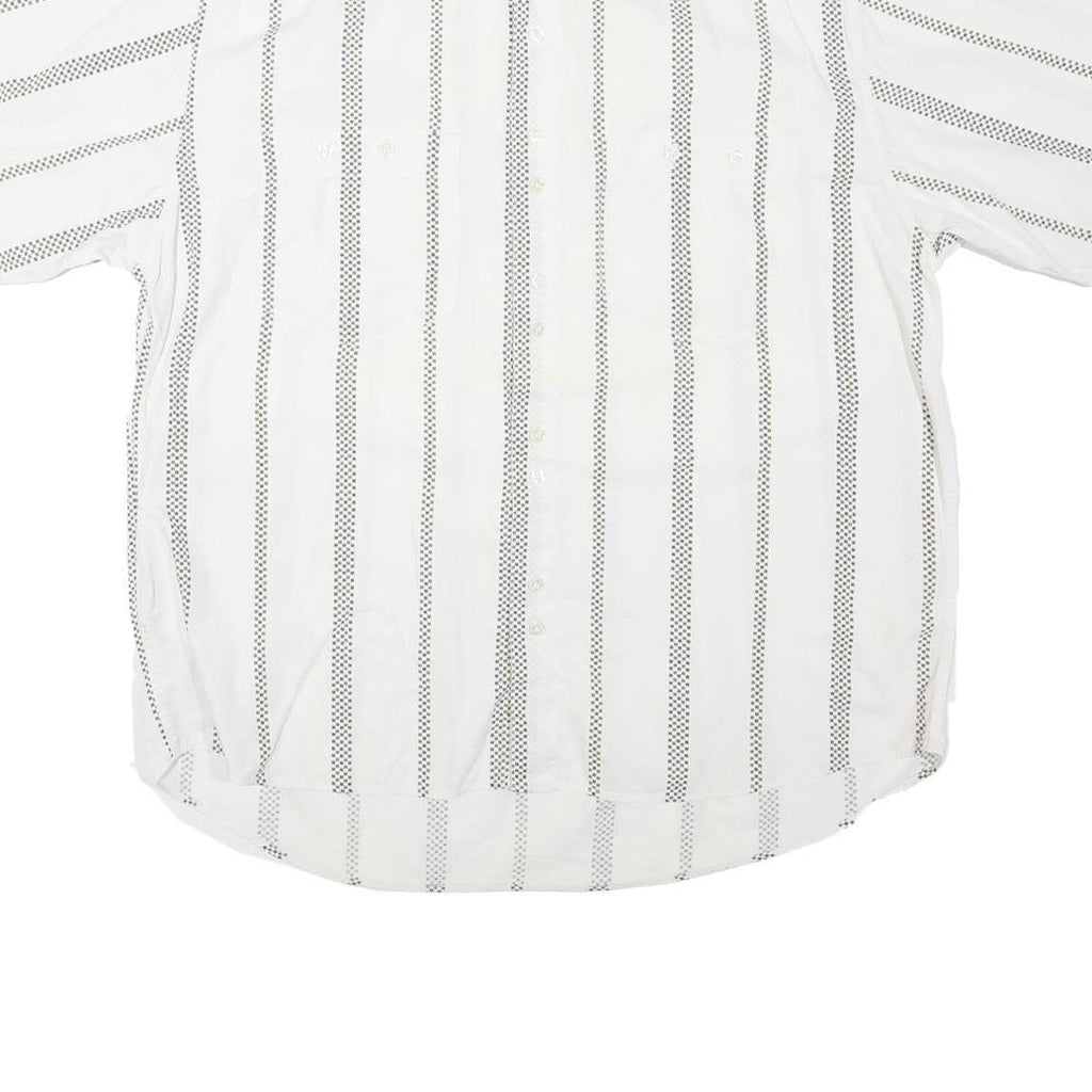 Mens White & Black Patterned Cotton Blend Shirt XL Casual Summer Short Sleeve