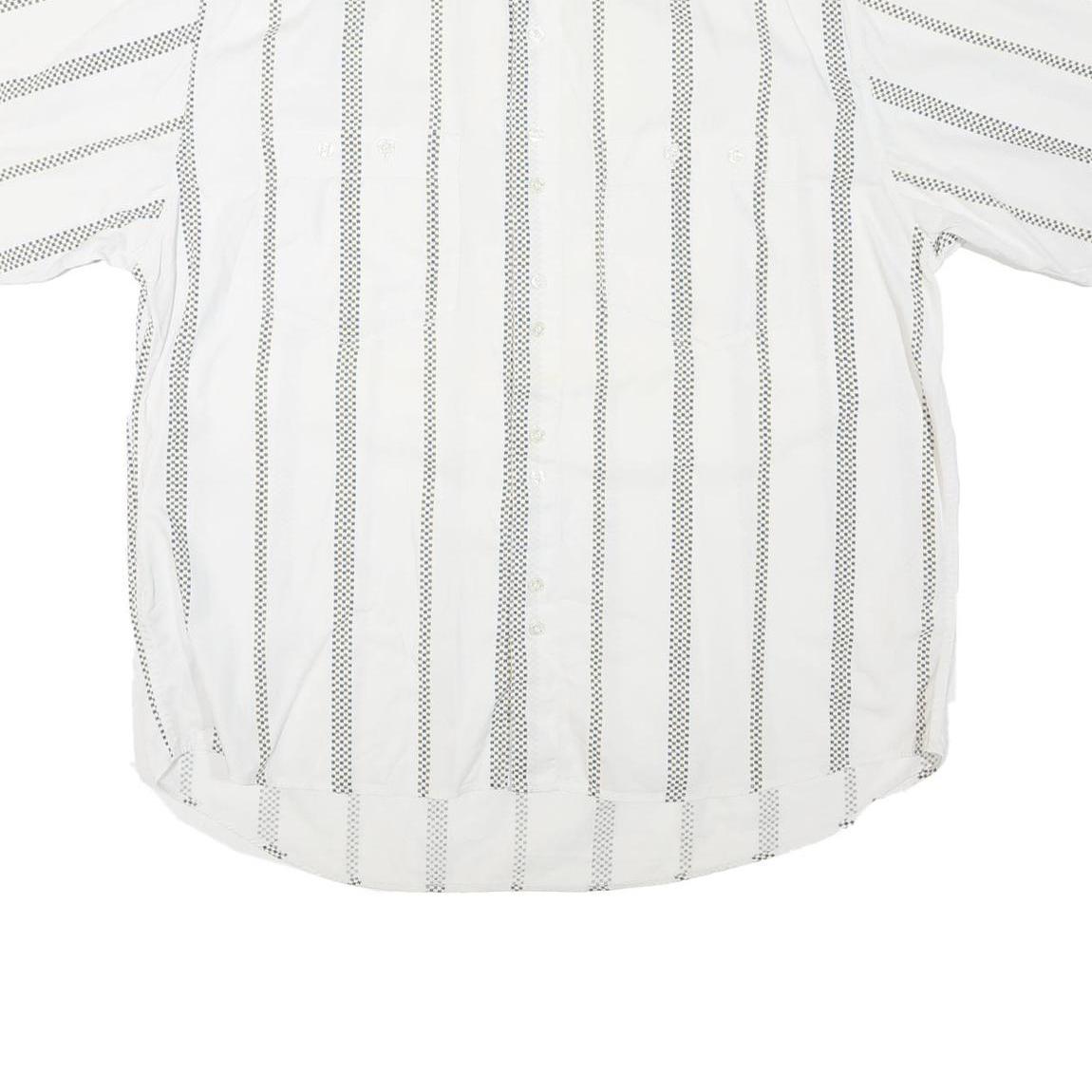 Mens White & Black Patterned Cotton Blend Shirt XL Casual Summer Short Sleeve