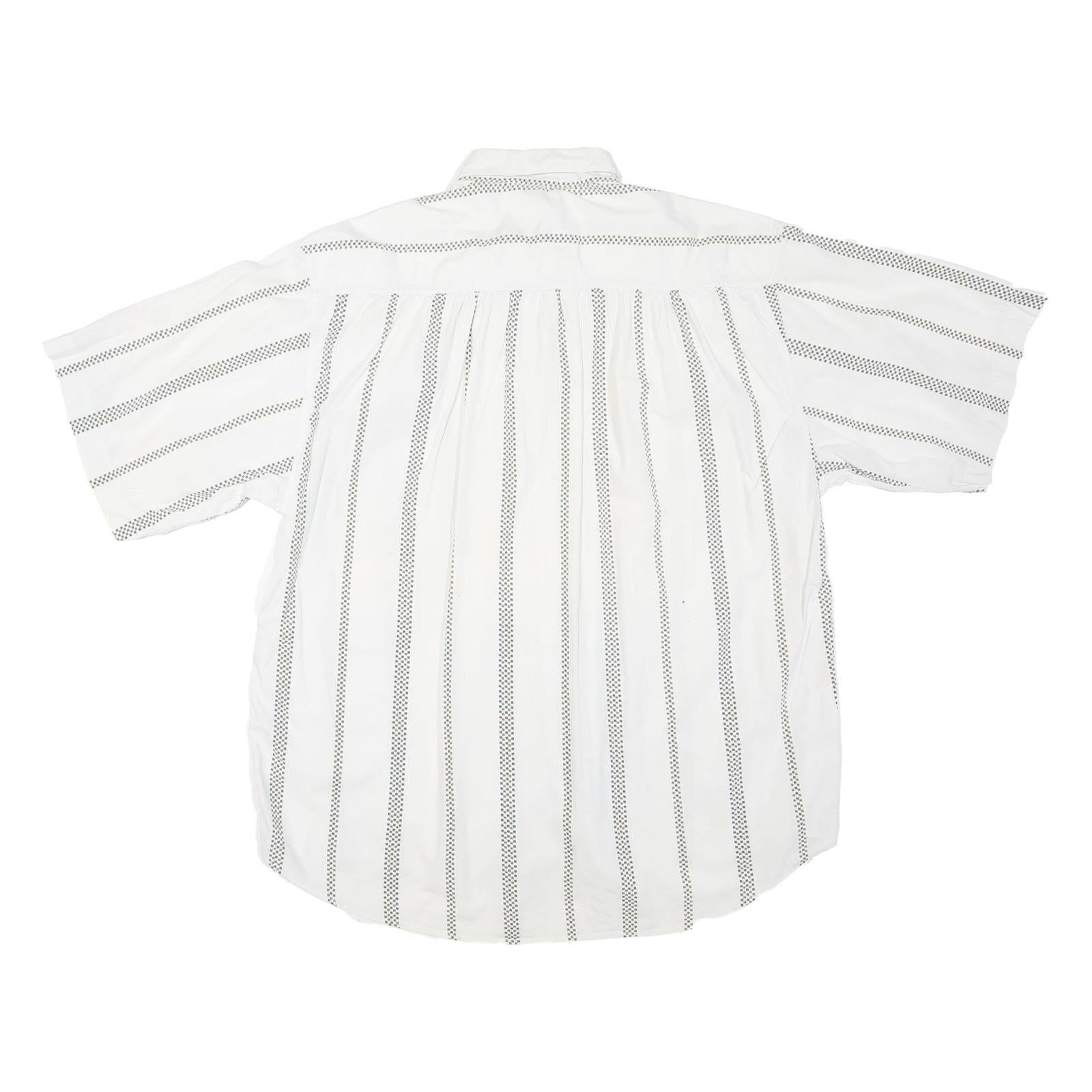 Mens White & Black Patterned Cotton Blend Shirt XL Casual Summer Short Sleeve