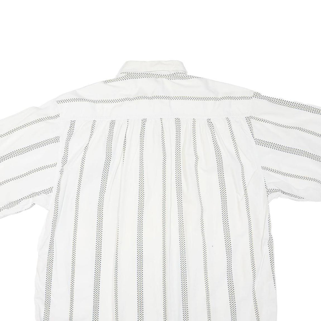 Mens White & Black Patterned Cotton Blend Shirt XL Casual Summer Short Sleeve