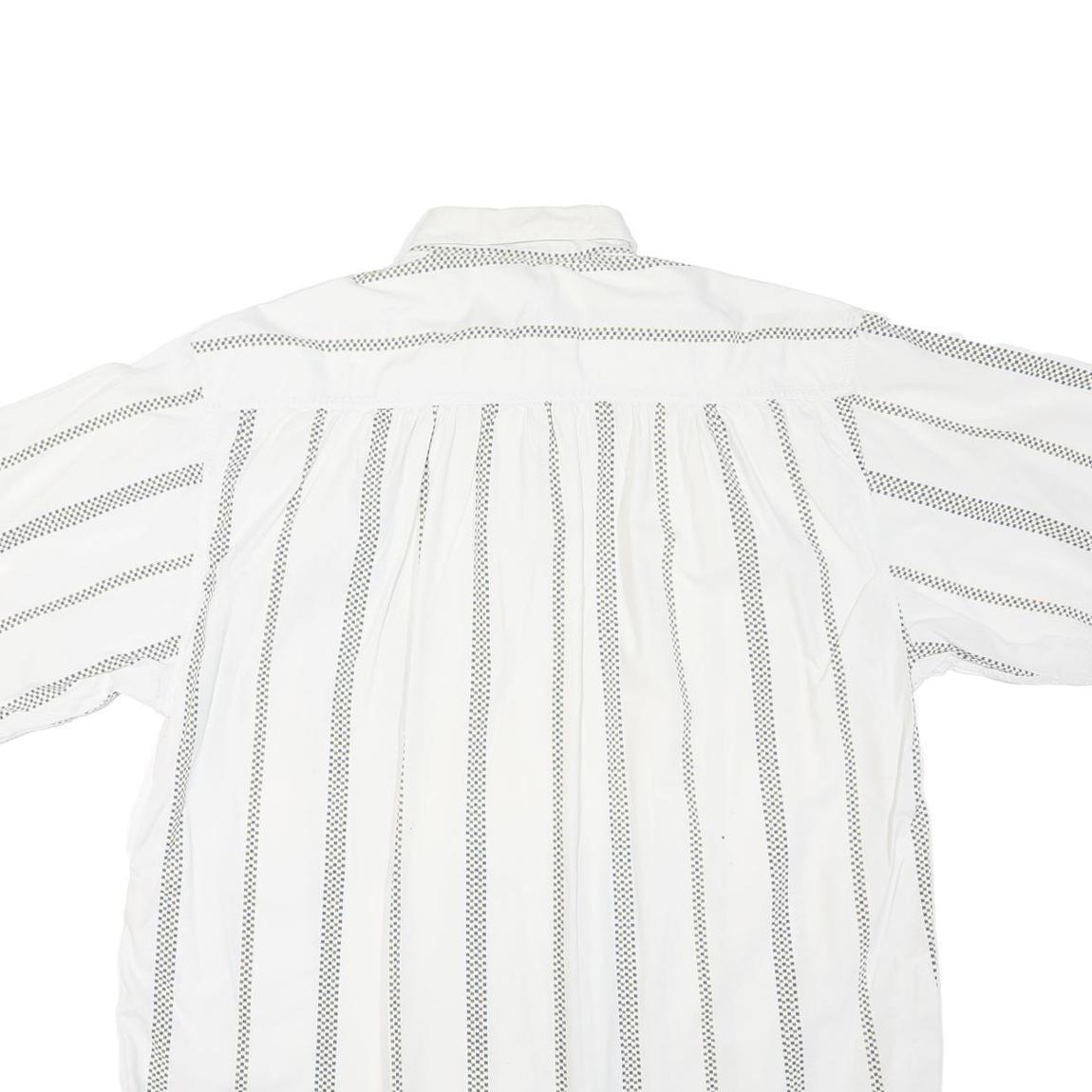 Mens White & Black Patterned Cotton Blend Shirt XL Casual Summer Short Sleeve