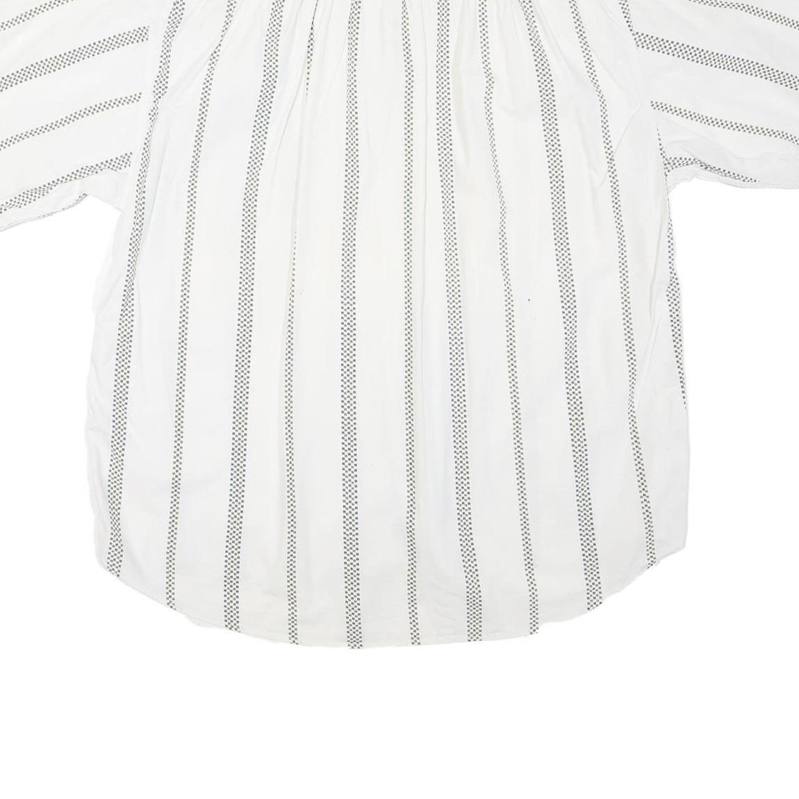 Mens White & Black Patterned Cotton Blend Shirt XL Casual Summer Short Sleeve