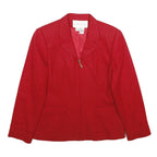 SUMMIT HILL Womens Red Wool Jacket UK 12 Zip Classic Tailored Plain