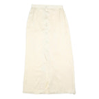 Womens Cream Button Front Pleated Midi Woven Skirt S Elegant Lightweight Style