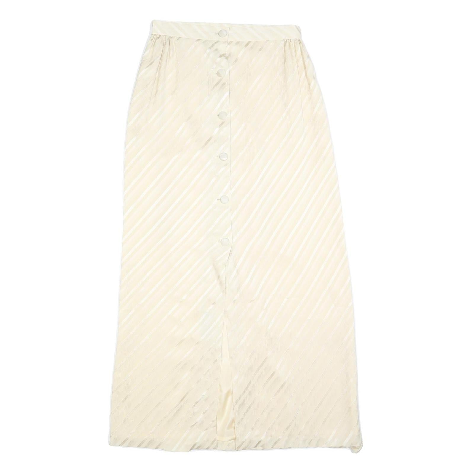 Womens Cream Button Front Pleated Midi Woven Skirt S Elegant Lightweight Style