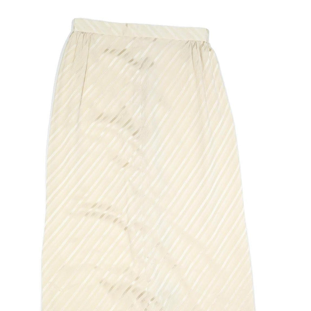 Womens Cream Button Front Pleated Midi Woven Skirt S Elegant Lightweight Style