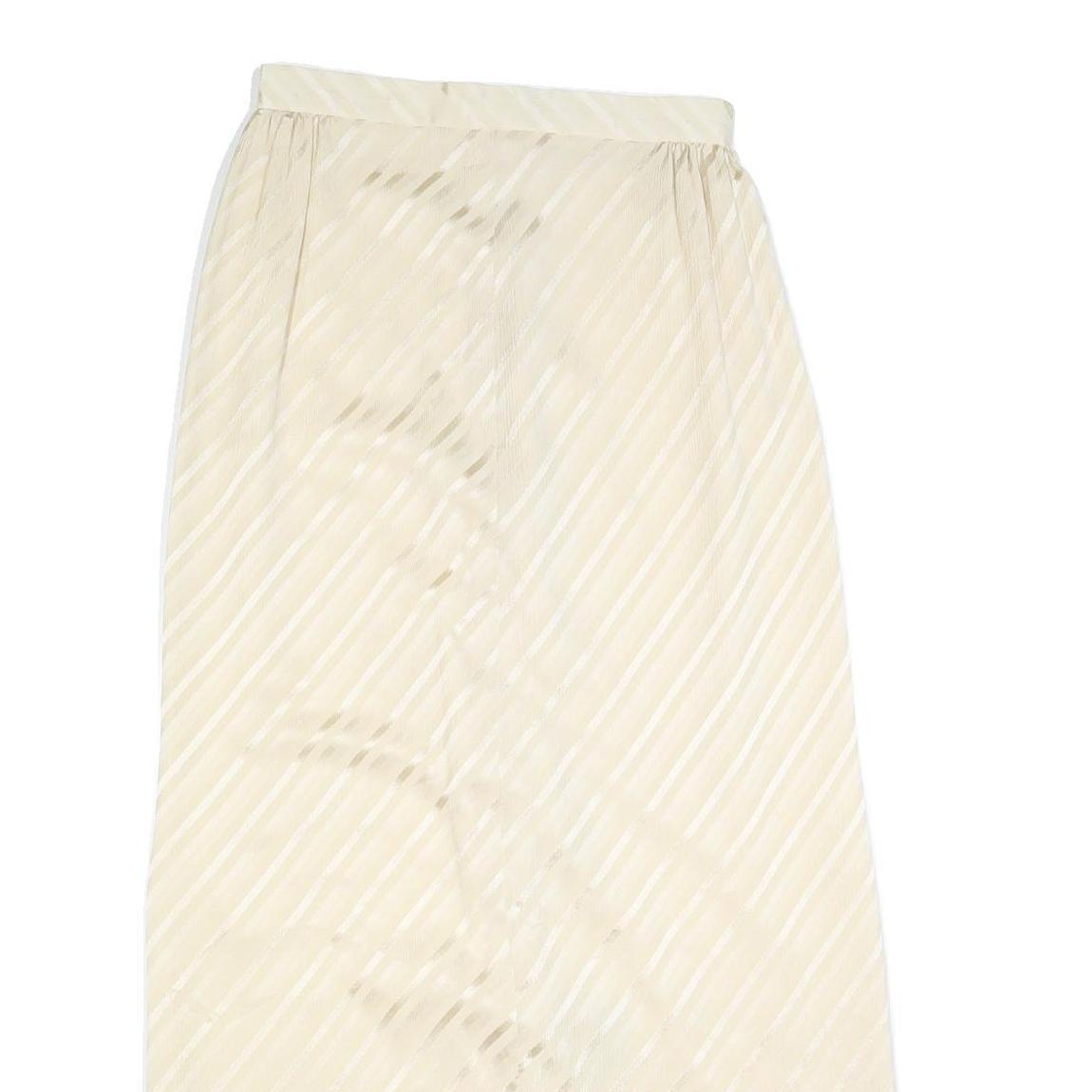 Womens Cream Button Front Pleated Midi Woven Skirt S Elegant Lightweight Style