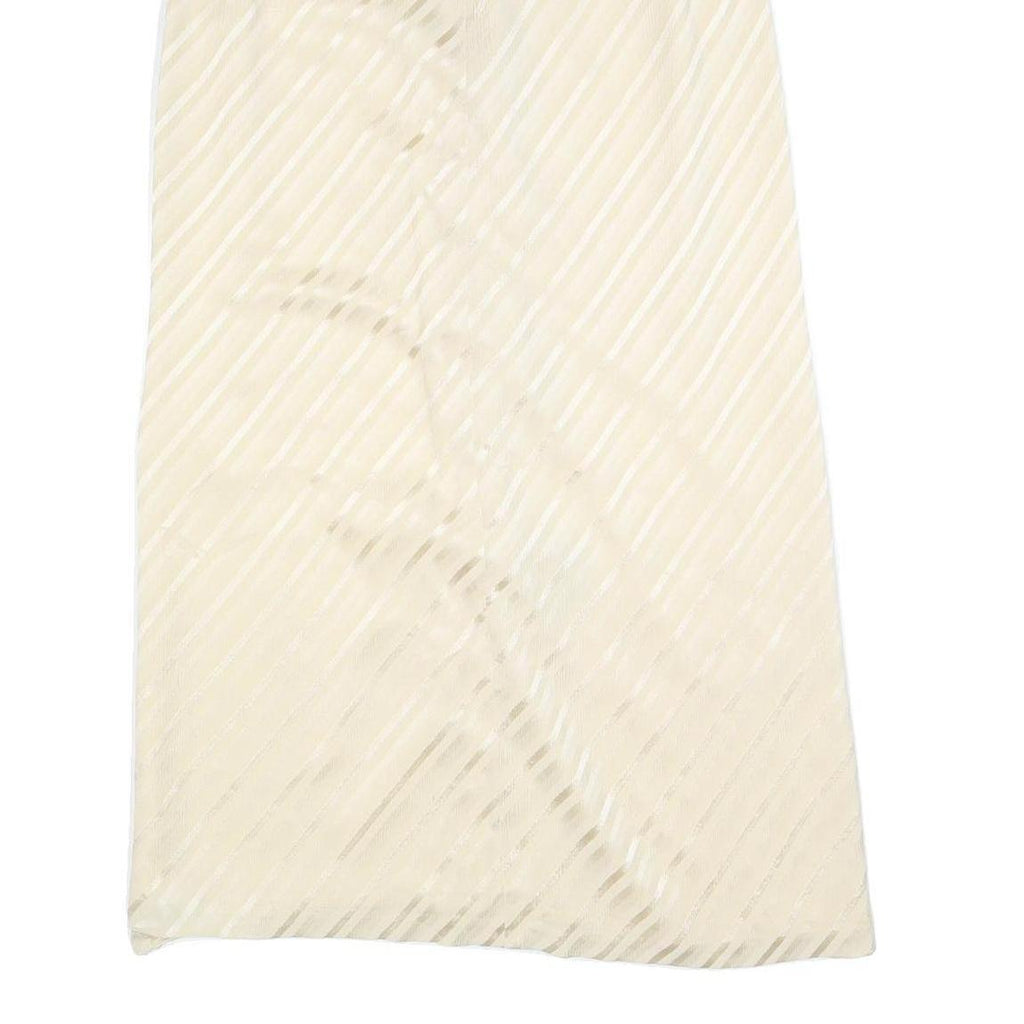 Womens Cream Button Front Pleated Midi Woven Skirt S Elegant Lightweight Style