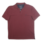 NAUTICA Mens Maroon Short Sleeve Plain S Cotton Blend Polo Shirt Classic Fit