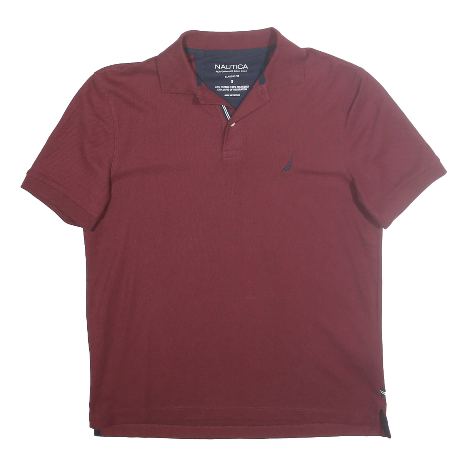 NAUTICA Mens Maroon Short Sleeve Plain S Cotton Blend Polo Shirt Classic Fit