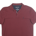 NAUTICA Mens Maroon Short Sleeve Plain S Cotton Blend Polo Shirt Classic Fit