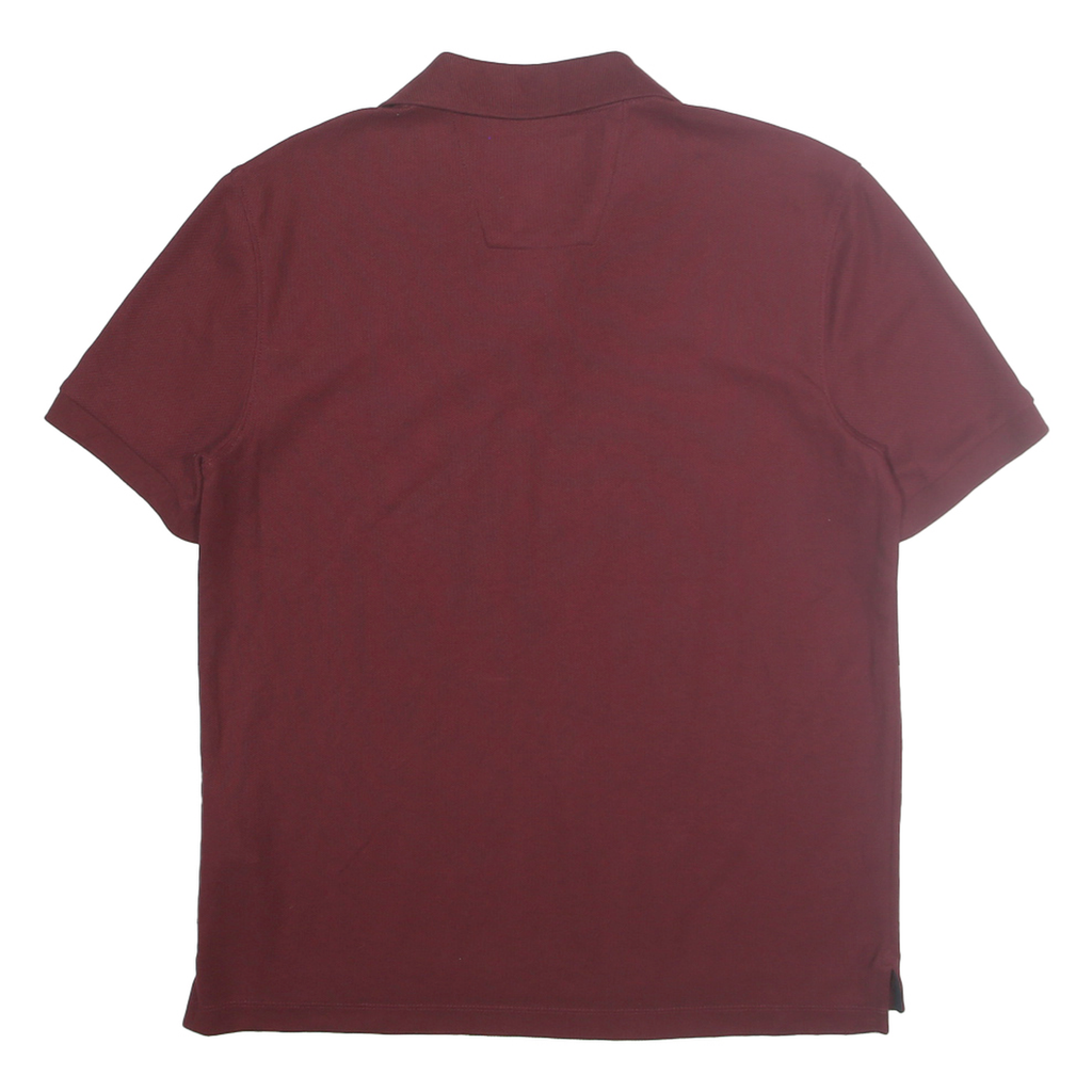 NAUTICA Mens Maroon Short Sleeve Plain S Cotton Blend Polo Shirt Classic Fit