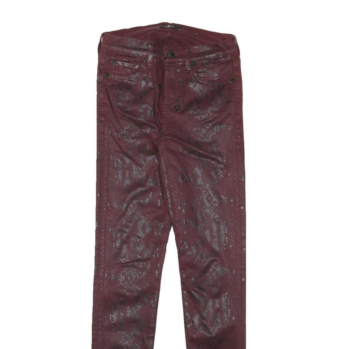 7 FOR ALL MANKIND Womens Slim Burgundy Skinny Denim Woven W24 L29 Zip Cotton