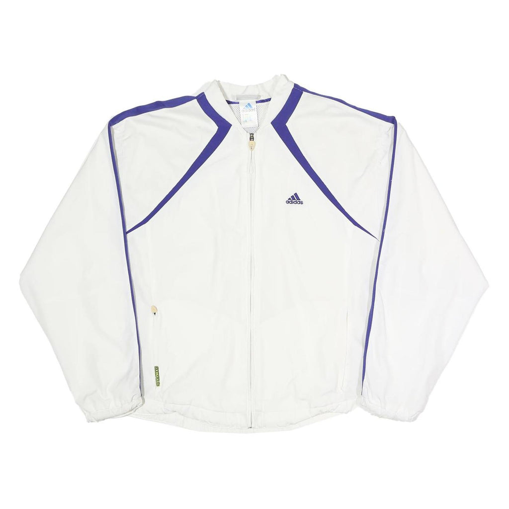 ADIDAS Womens White & Purple Sports Zip Jacket UK 14 Polyester Blend Track Top