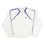 ADIDAS Womens White & Purple Sports Zip Jacket UK 14 Polyester Blend Track Top