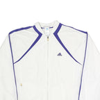 ADIDAS Womens White & Purple Sports Zip Jacket UK 14 Polyester Blend Track Top