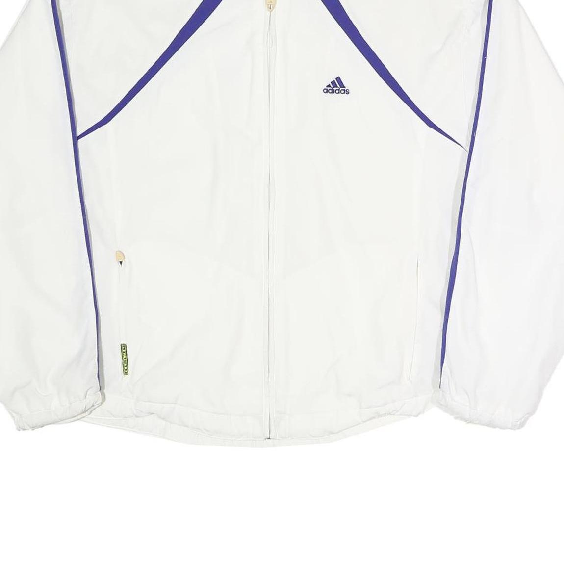 ADIDAS Womens White & Purple Sports Zip Jacket UK 14 Polyester Blend Track Top