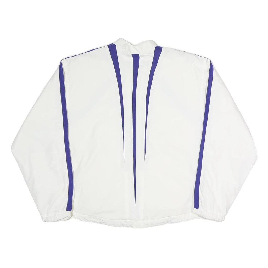 ADIDAS Womens White & Purple Sports Zip Jacket UK 14 Polyester Blend Track Top