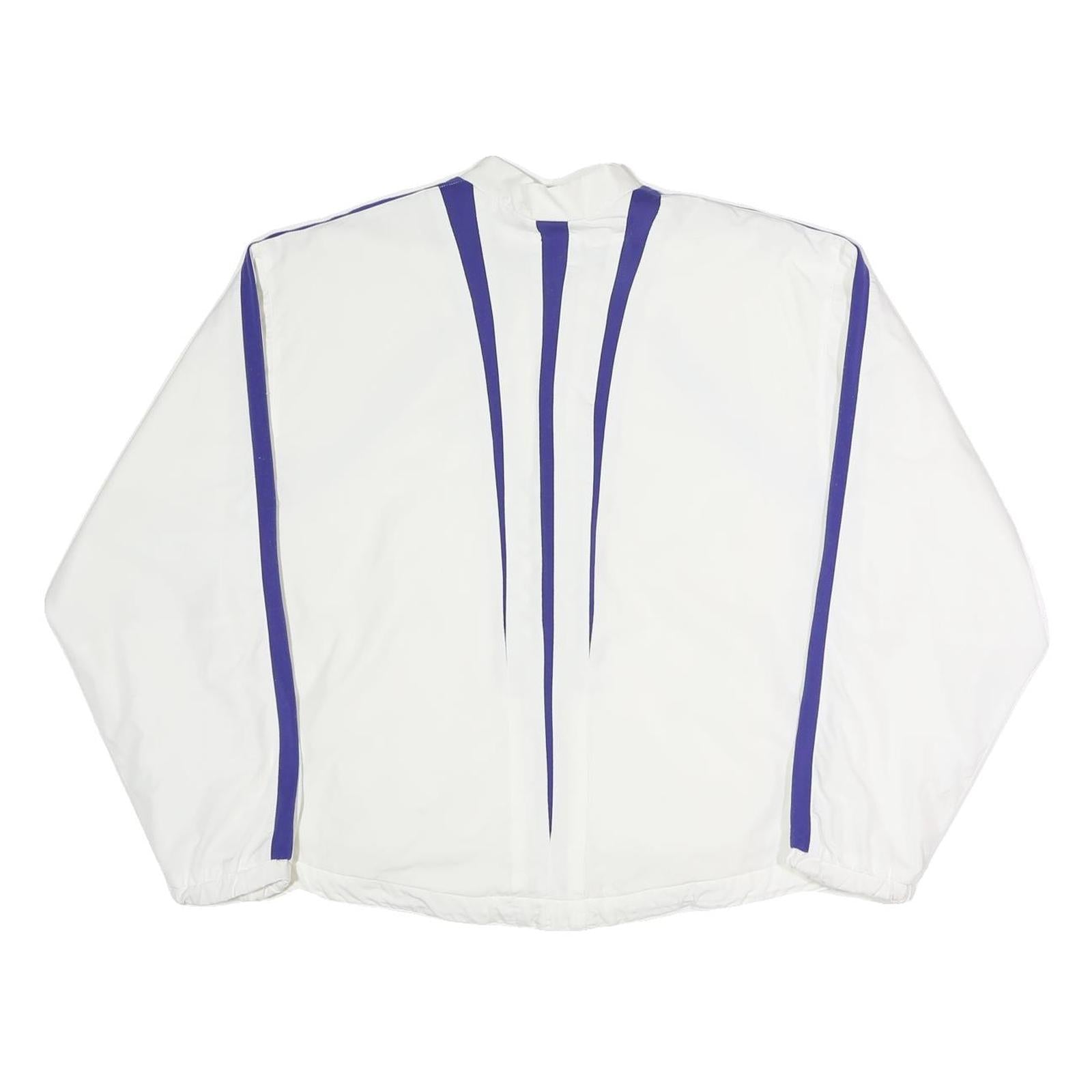 ADIDAS Womens White & Purple Sports Zip Jacket UK 14 Polyester Blend Track Top