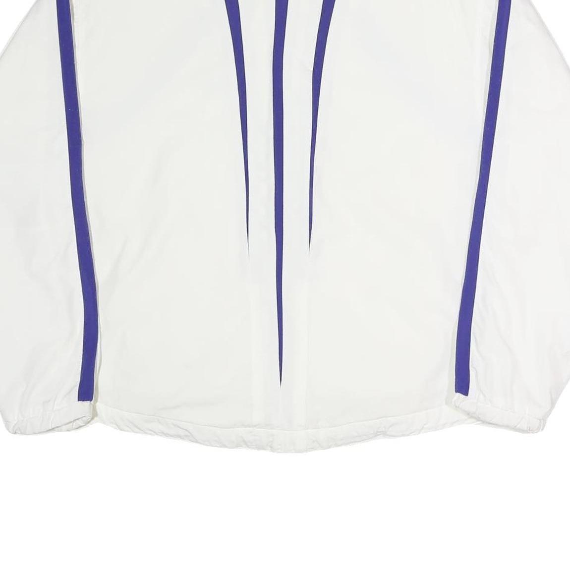 ADIDAS Womens White & Purple Sports Zip Jacket UK 14 Polyester Blend Track Top