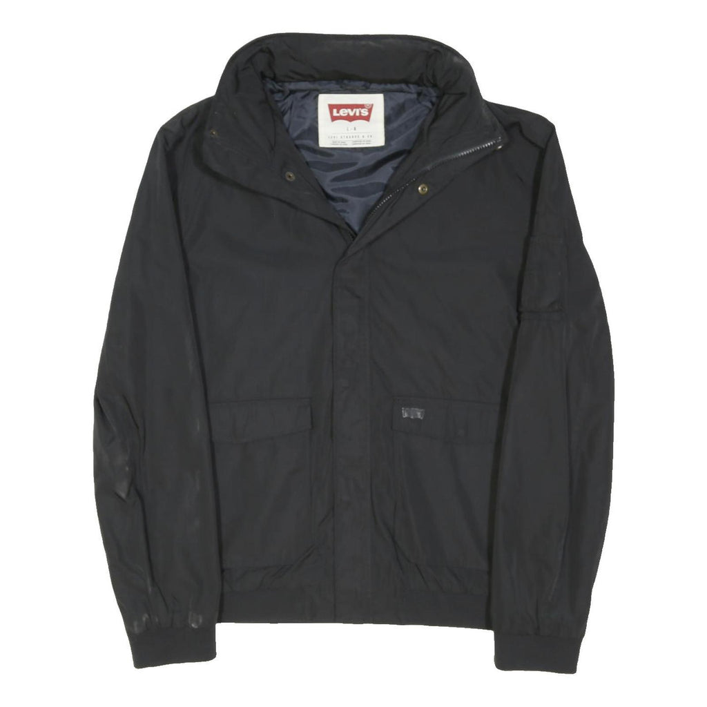 LEVI'S Womens Black Zip Jacket L Polyester Blend Plain Casual Outerwear
