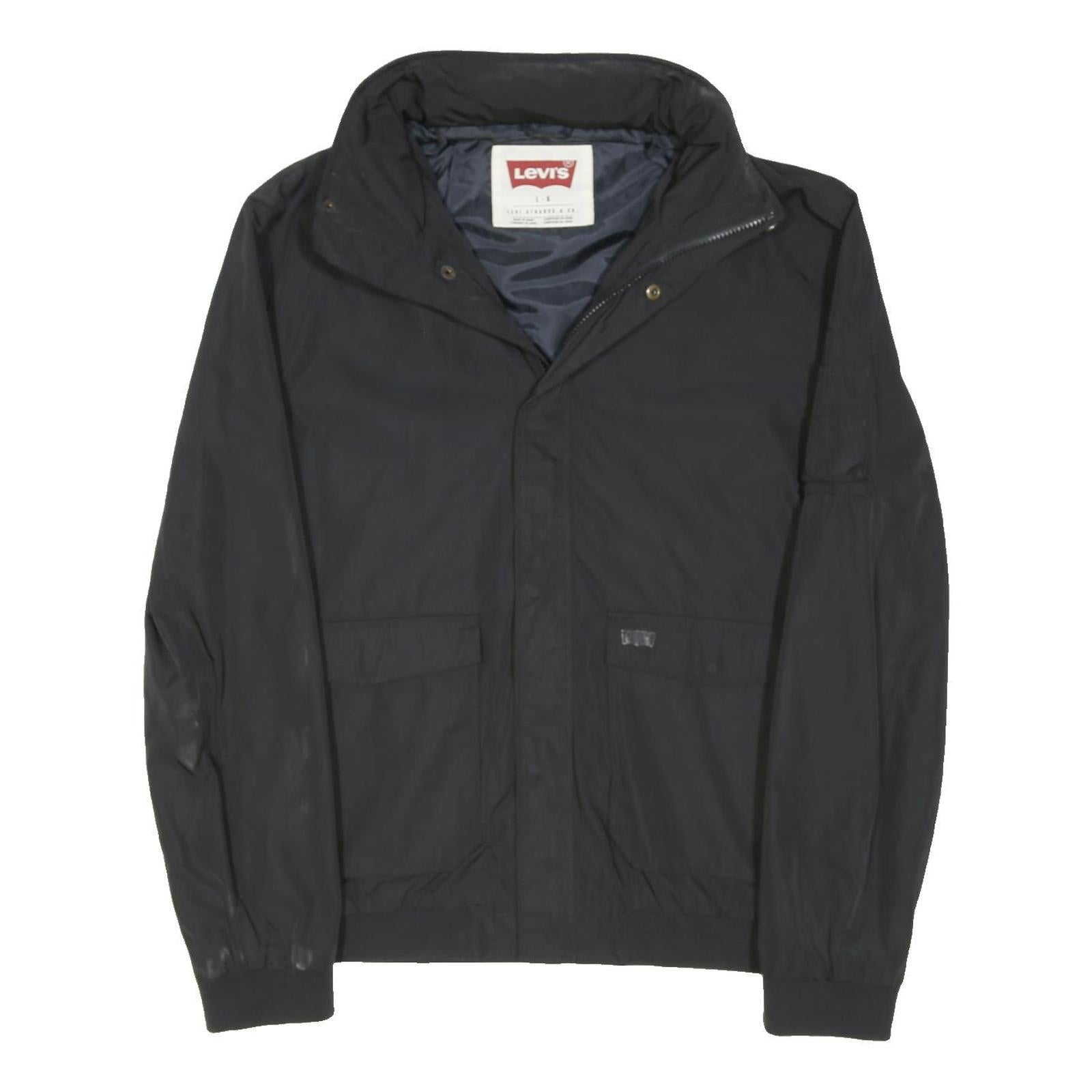 LEVI'S Womens Black Zip Jacket L Polyester Blend Plain Casual Outerwear