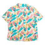 MODERN ESSENTIALS Womens Printed Blouse Beige Collared Crazy Pattern L