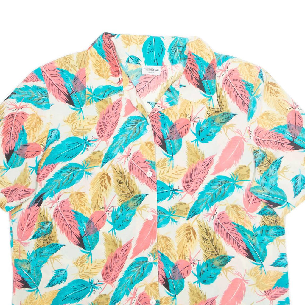 MODERN ESSENTIALS Womens Printed Blouse Beige Collared Crazy Pattern L